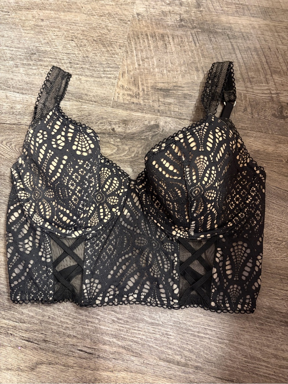 Victoria's Secret Dream Angels Black Lace Balconet Bra 32D